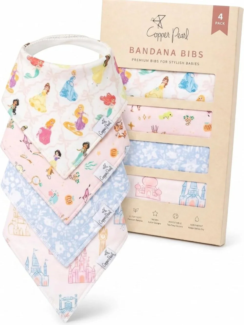 Soft Cotton Bandana Baby Bibs 4 & 6 Pack, Drool & Teething Bibs for Girls & Boys